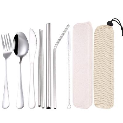 China Factory direct sale portable stainless steel flatware set student viable outdoor chopsticks fork spoon cutlery box 7 piece set for sale