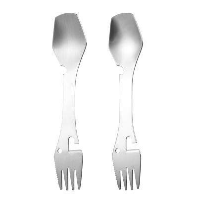 China Camping Stainless Steel Spoon Opener Sustainable Outdoor Portable Multifunctional Cutlery for sale