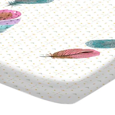 China Soft Baby Crib Sheet 100% Cotton Feather Digital Mini Crib Sheets for sale