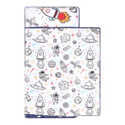 China 100% Nondisposable Kids Nap Mat CottonToddler Cartoon Astronaut Nap Mat With Pillow Sleep Guard for sale