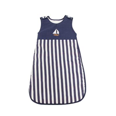 China Breathable Navy Blue Cartoon Sailing Embroidered Sleeping Bag For Baby for sale