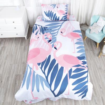 China 3D Printing Flamingo Toddler Bedding Sets 100% Digital Portable Cotton Baby Girl Luxury Children's Comforter Set for sale