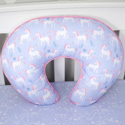 China Cartoon Unicorn Design Baby Nursing Pillow Purple 100% Cotton Pregnancy Nondisposable Breastfeeding Pillow for sale