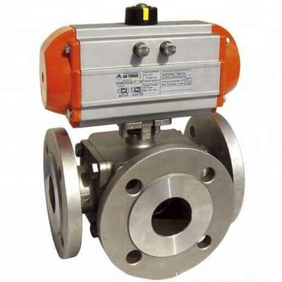 China General High Pressure Pneumatic Stainless Steel Ball Valve 4 Inch 3 Way for sale