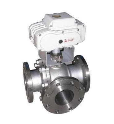 China Three Way Motorized Mount WCB Ball Valve for sale