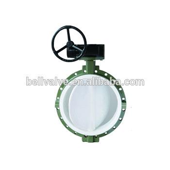 China General DN150 Cast Iron Double Flange PTFE Jacketed Butterfly Valve for sale