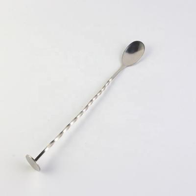 China Standing Type Stocked Stainless Steel Sprial Long Handle Mixing Spoons for sale