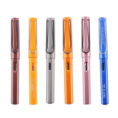 China Fluent Writing Unique Design Custom Ink Pen Pink Metal Fountain Logo Promotional Business Signature Gift for sale