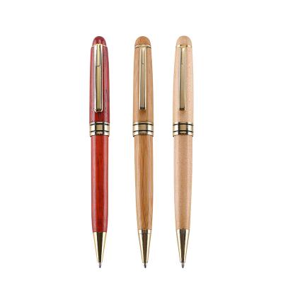 China High-end Custom Metal Logo Golden Border Business Signature Atmosphere Beautiful Wood Pen for sale