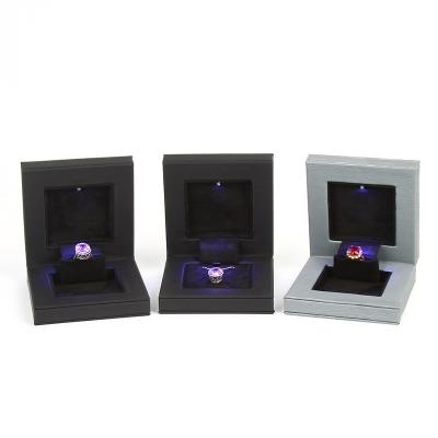 China Fashionable Proposal Wedding High-Grade Leather Folding LED Jewelry Box Creative Square Velvet for sale