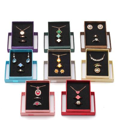 China Hot Sale Fashionable Bow Print Design Personalized Necklace Ring Earrings Luxury Paper Jewelry Packaging Box Set for sale