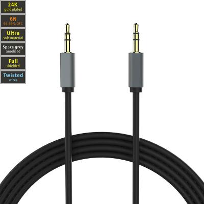 China Male 3.5mm aux. high quality 3 Pole Speaker To Male Stereo Jack Aux Audio Cable For Car Earphone for sale