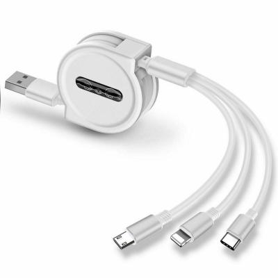 China IOS System USB Cable Type C Micro 3 In 1 Retractable Portable Charging Cord For iPhone Samsung for sale