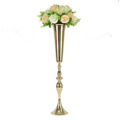 China Iron flower stand / silver tall metal flower vase for wedding centerpiece decoration for sale