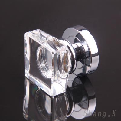 China Modern Square Style Crystal Glass Clear Door Knob for sale