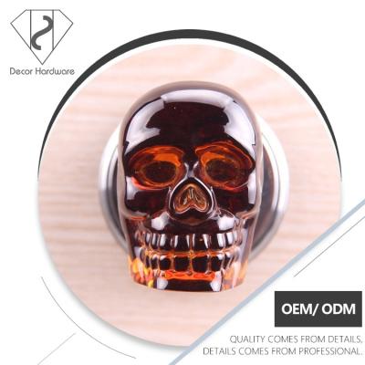 China Modern Crystal Skull Furniture Mortise Door Handle External Door Knobs With Lock for sale