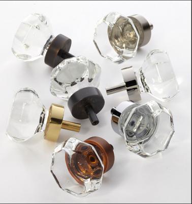 China Wholesale Bulk Morden Octagon Crystal Knobs Crystal Glass Cabinet Knobs for sale