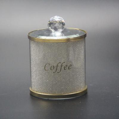 China Advanced Coffee Tea Sugar Words Gold Jar Glass Canister Set for sale