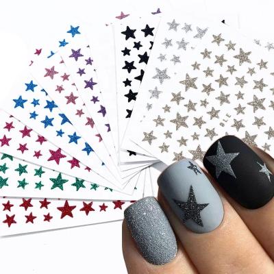 China Finger Nail Stickers Star DIY 3D Glossy Self Adhesive Nail Slider Stars Stickers For Nail Art Decoration for sale