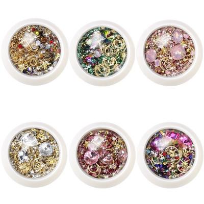 China 6 Wheels Extremely Shiny Mixed Sparkle Nail Art Rhinestones Diamonds Crystals Beads Artificial Nail Studs Metal Rivets Charms for sale