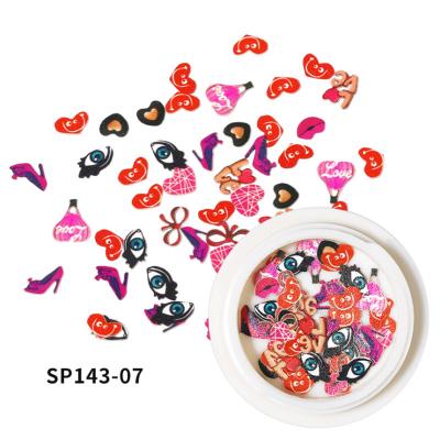 China 2020 Newest Finger Nail Art Romantic 3D Valentine's Day Nail Art Decoration Nail Decals Wood Pulp Slice for sale