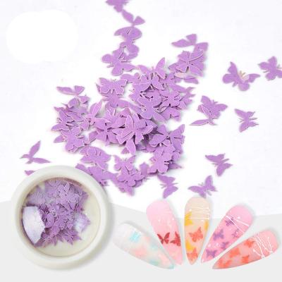 China Beauty Painting Tools 3D Butterfly Nail Flakes Sequin Nails Art Stickers Wooden Slice Decals For Sparkle Manicure Tips Decoration 6 Colors for sale