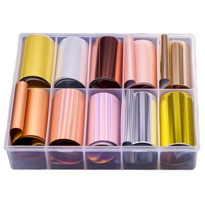 China Easy Apply Holographic Nail Art Decal Manicure Mix Designs Nail Foil Color Transfer Sticker Decorations 2.4*100cm for sale