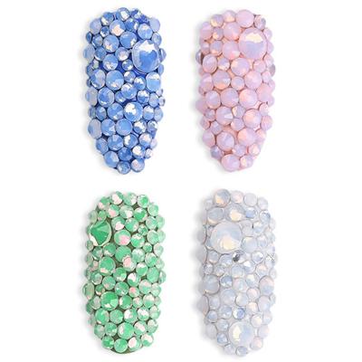 China Wholesale Extremely Shiny Colorful Rhinestones Crystal Glass Opal Nail Flat for Nail UV Gel 3D DIY Art Decoration for sale