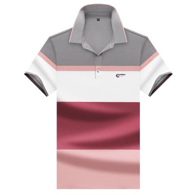 China High Quality Custom Brand Anti Shrink Striped 100% Cotton Mens Business Casual Golf Polo Shirts Wholesale for sale