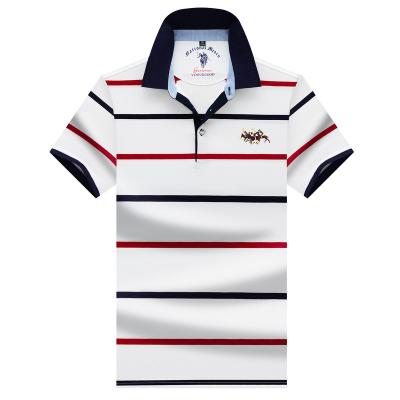 China Anti-Shrink Stripe High Quality Custom Made Mens Cotton Fashion Logo Polo Shirts Clothing for sale