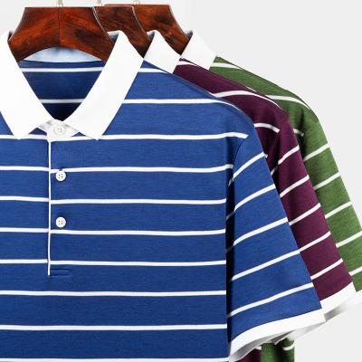 China Anti-Shrink Stripe High Quality Custom Made Mens Cotton Fashion Logo Polo Shirts Clothing for sale