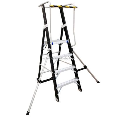 China Folding Ladders Black Aluminum Alloy Safety Widened Adjustable Step Ladder for sale