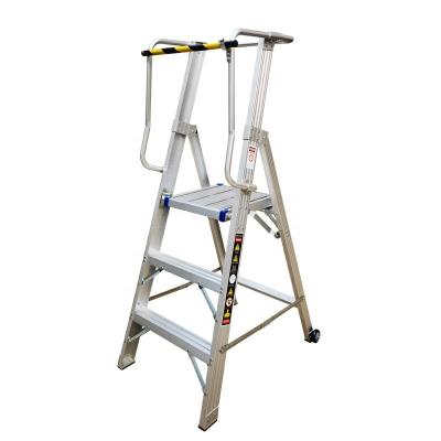 China Folding Ladders Aluminum Alloy Platform Ladder Railing Safety Ladder 15 Steps for sale