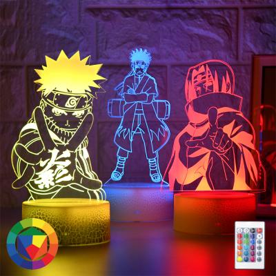 China RGB Led Night Vision Anime Illusion Decor 3d LED 7 Light Custom 16 Color Changing Acrylic USB Charging Touch Table Lamp Night Light for sale