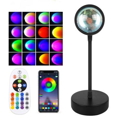 China Lighting 16 Functions Colors USB Sunset Lamp Rainbow Projector Night Light with Remote Control for Photography Living Room Bedroom Decor for sale