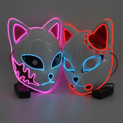 China Fox INSTANT Mask Props Costume Cosplay Sabito Makomo Demon Slayer Japanese Anime Led Kitsune Glowing Masks for sale