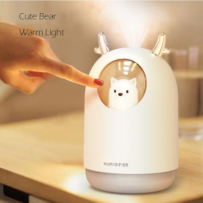 China USB Mini Humidifier Portable Cute Cartoon Bear Mist Air Humidifier with Led Night Light for Baby as Christmas Gift for sale