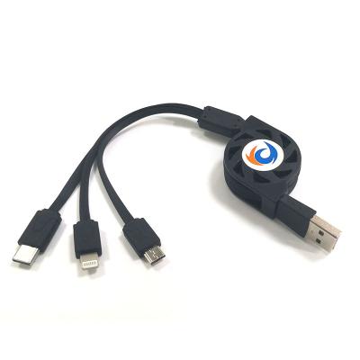 China Use-and-use 1M Camera Mobile Phone Cable Length Retractable 3 in 1 usb charging cable for sale