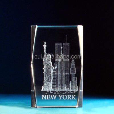 China India Crystal 3d Engraving for Statue of Liberty New York Gift for sale