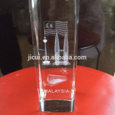 China India 3D Laser Engraved Petronas Twin Towers Cube Crystal Souvenirs Crystal Religious Gifts for sale