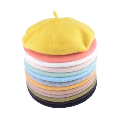 China Striped RTS 33 Colors In Stock French Wool Beret Hats Solid Color Manufacturing French Beret Hat for sale