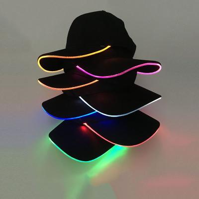 China COMMON Trucker Hat Customized Print Custom Cotton Snapback Light Up Hat Rave Bright Flashing Lighted Glow Hats LED Baseball Cap for sale