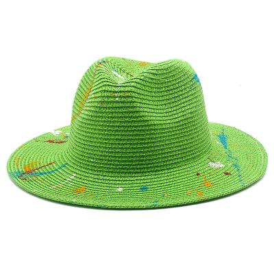 China Wholesale Fashion Striped Beach Straw Hat Custom Panama Hats For Women And Men for sale