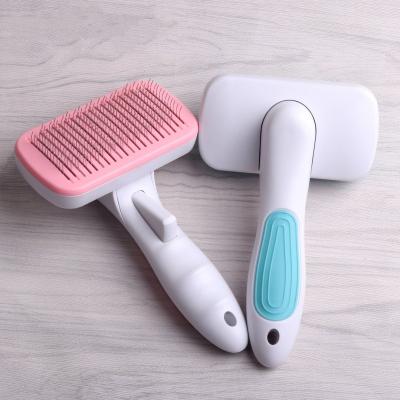 China New Manufacturers Sustainable Supplies GP024 Pet Comb One Self-Cleaning Key To Float Hair OFF Dog Beauty Needle Comb Brush for sale