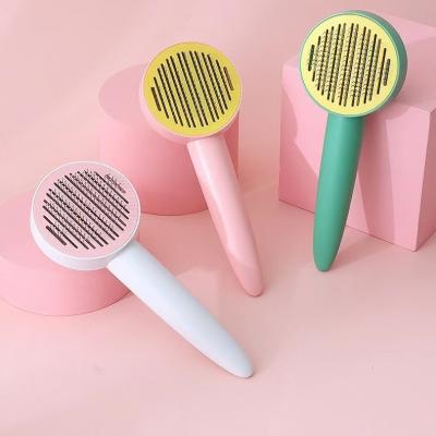 China New Viable GP033 Pet Self-Cleaning Comb Open Knot Grooming To Remove Fur Cat Brush One-Button Floating Hair Removal Supplies For Dogs for sale