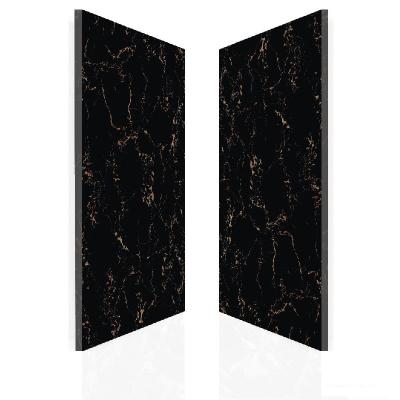 China Shopping mall glossy porcelain polished black gold interior ceramic tiles 75X150 for sale