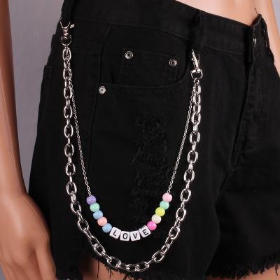 China Fashion And Durable Hot Selling Double Layers Pants Chains Man Acrylic Letter Punk Chain For Fashion Jeans for sale