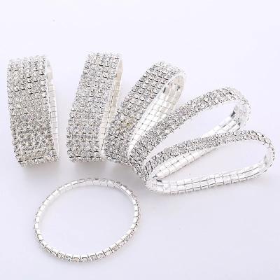 China Beautiful and durable hot sale multilayers women girlfriends rhinestone bracelets shape Crystal Stretch Bracelets Wedding Bridal gifts for sale