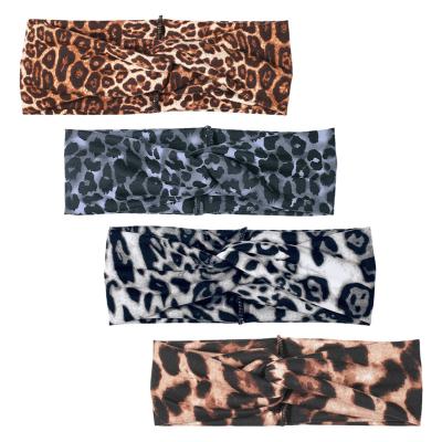 China Simple And Elegant Fashion Leopard Knot Cross Headband Women Elastic Headband Hair Accessories for sale