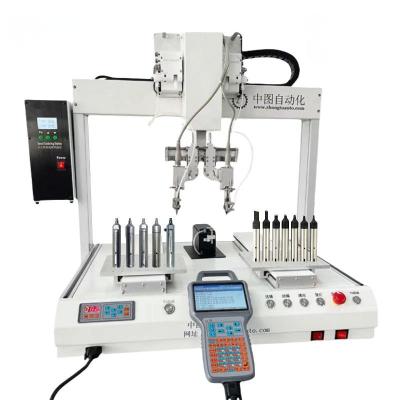 China Double Platform Automatic Soldering Machine 360 Degrees Desktop Soldering Robot for sale